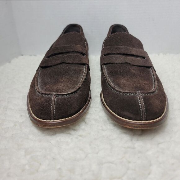 Testoni Basic Men’s 11M Brown Suede Penny Loafers Slip On Dress Shoes main image 8